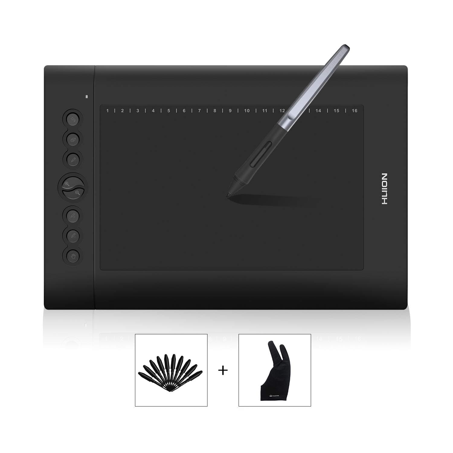 Huion Graphics Drawing Pen Tablet H610 Pro 8192 Levels of Pressure Sensitivity 10 x 6.25 Inch with Hot Keys Compatible with Windows Mac
