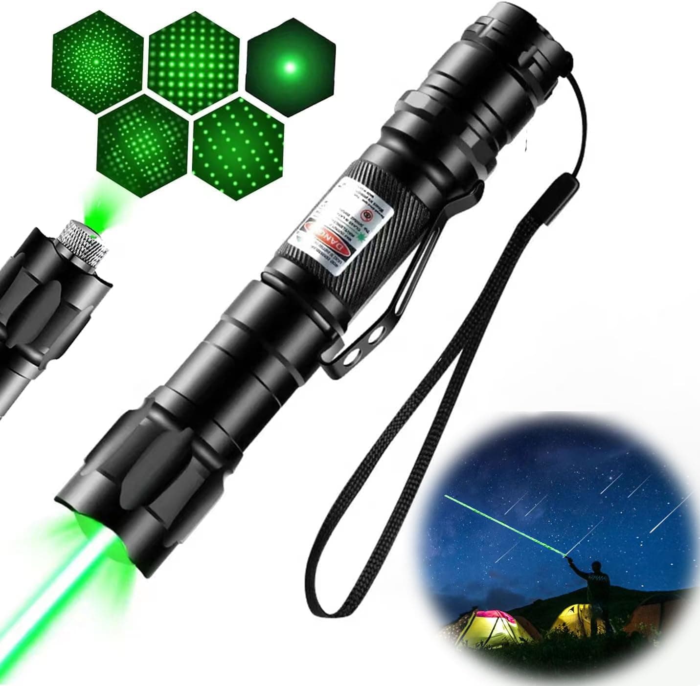 Rechargeable Green Laser Pointer - High Power, Long Range Laser with One-Touch Switch, Tactical Laser with Protective Case