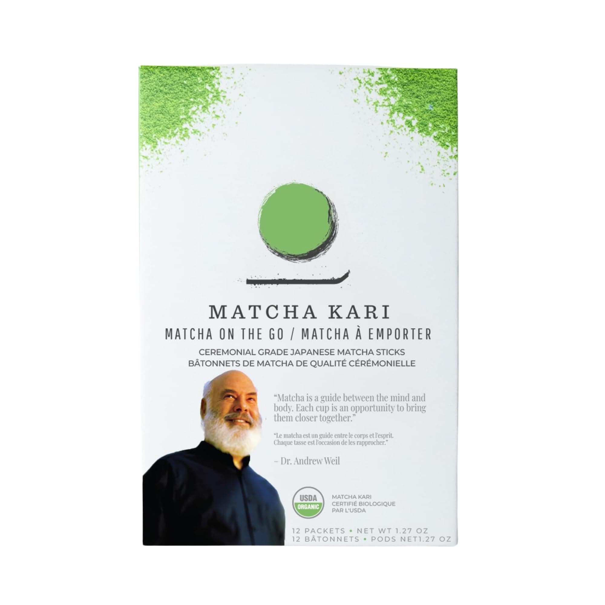 Matcha Green Tea Powder Single Serving Sticks, Dr. Weil's Ceremonial Organic Matcha Powder Singles Packets - Individual Matcha Tea Packets (12)