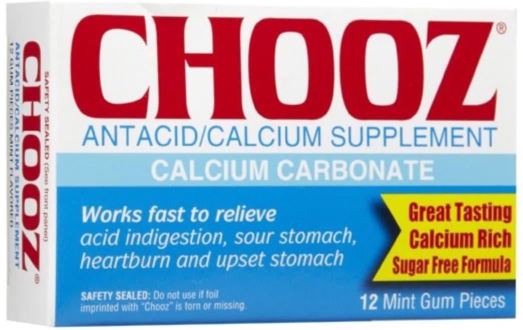 Chooz Antacid/Calcium Mint Gum (12 ea, Pack of 4)