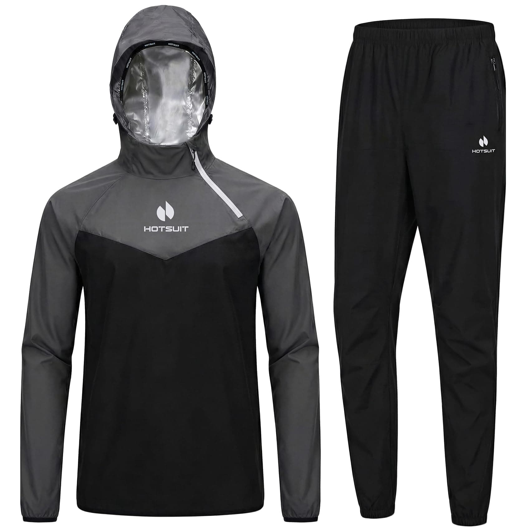 HOTSUIT Men's Sauna Suit Sweat Sauna Jacket Pants Gym Workout Sweat Suit