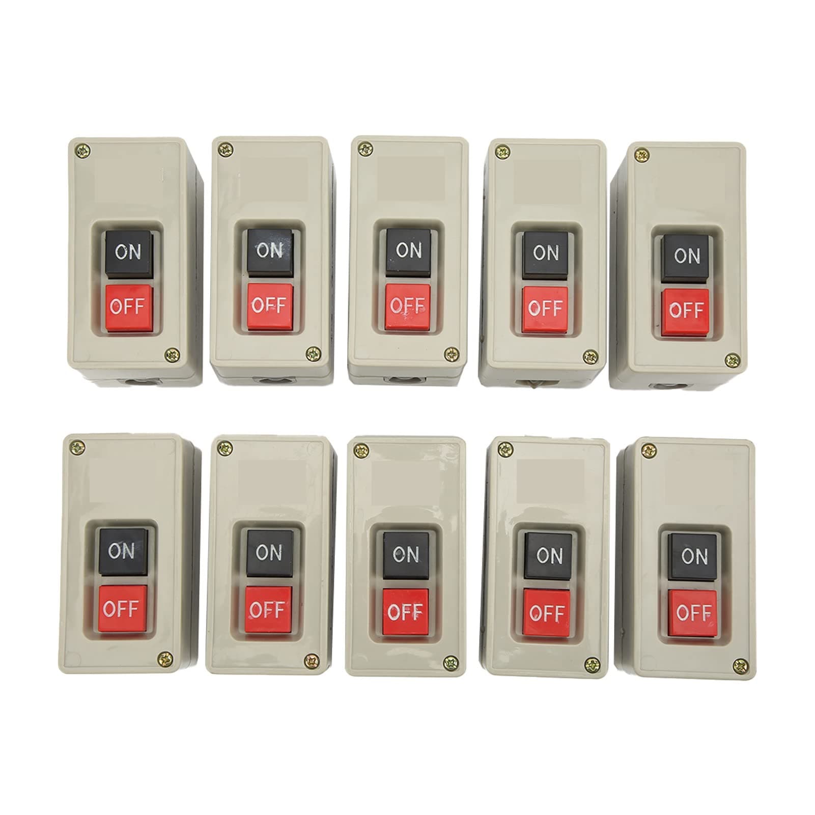 10PCS 380V 30A Push Button Switch 2 Position On/Off Start Stop Switch 3 Phase M4 Terminal Self Reset Power Press Button Switch Mechanical Equipment Control Station for Distribution Boxes