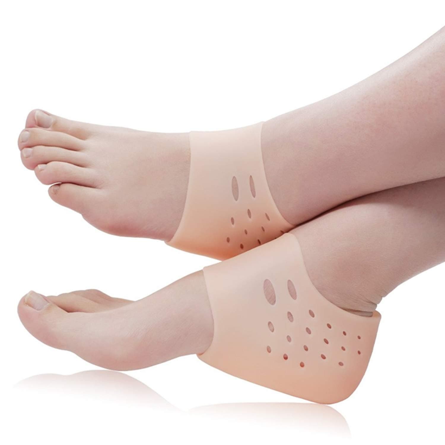 COOLBABY Silicone Heel Protector 1 Pair Foot Height Increase Socks Gel Heel Insoles Invisible Shoe Inserts for Men and Women