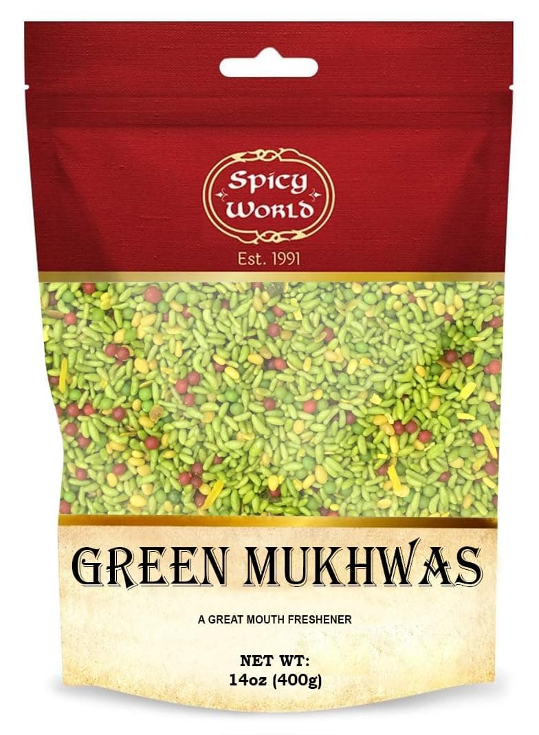 Green Mukhwas 14 Oz - Indian Mouth Freshener Candy | Resealable Bag |