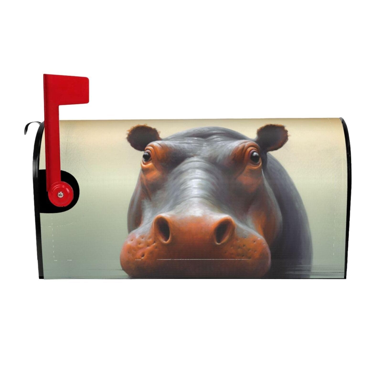 Welcome Mailbox Cover Hippo Magnetic Mailbox Wraps Cover Decorative Holiday Mailbox Wrap Post Letter Box Cover for Home Outdoor Garden Decorative
