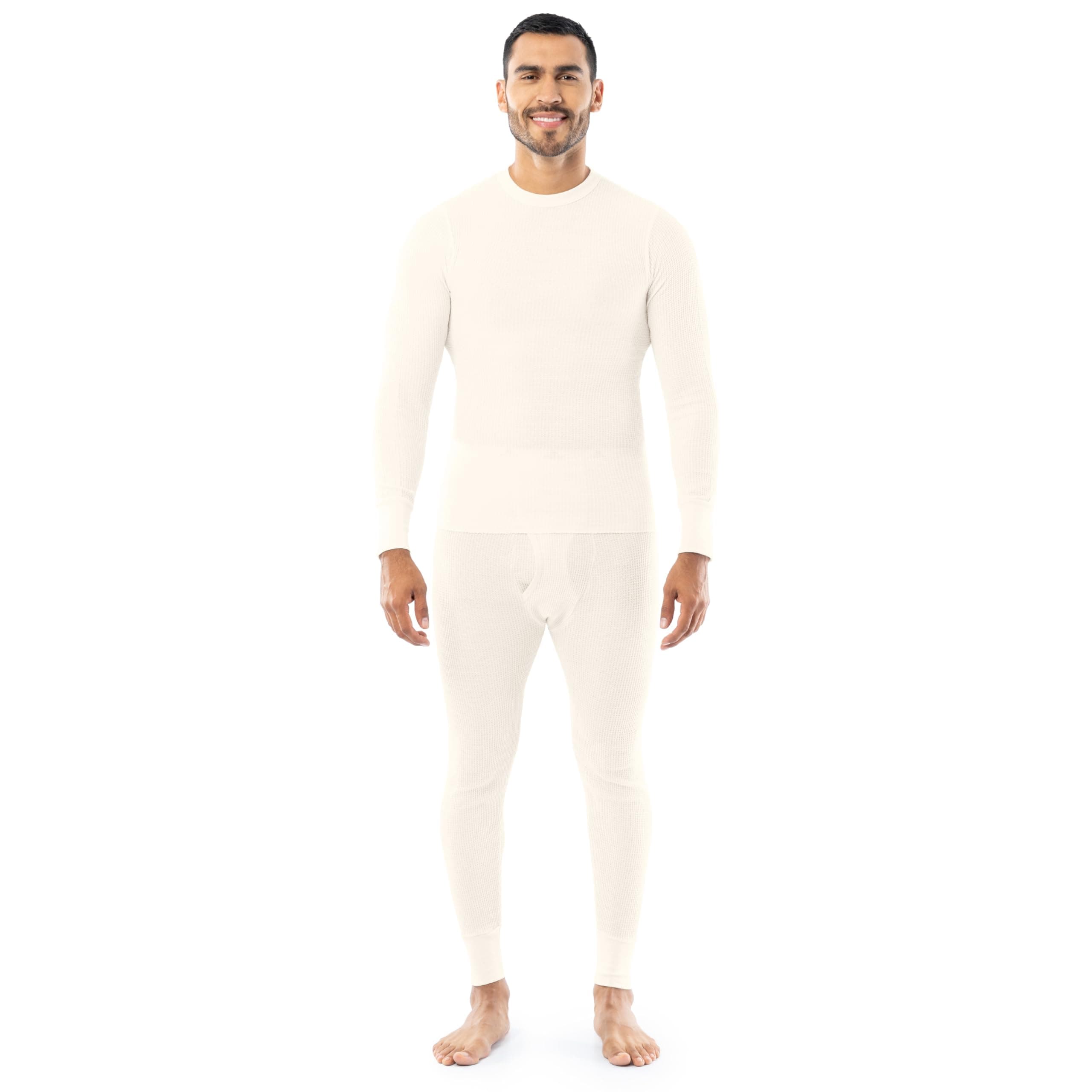Men's Traditional Waffle Thermal Underwear Long Johns Crew Top and Pant Set