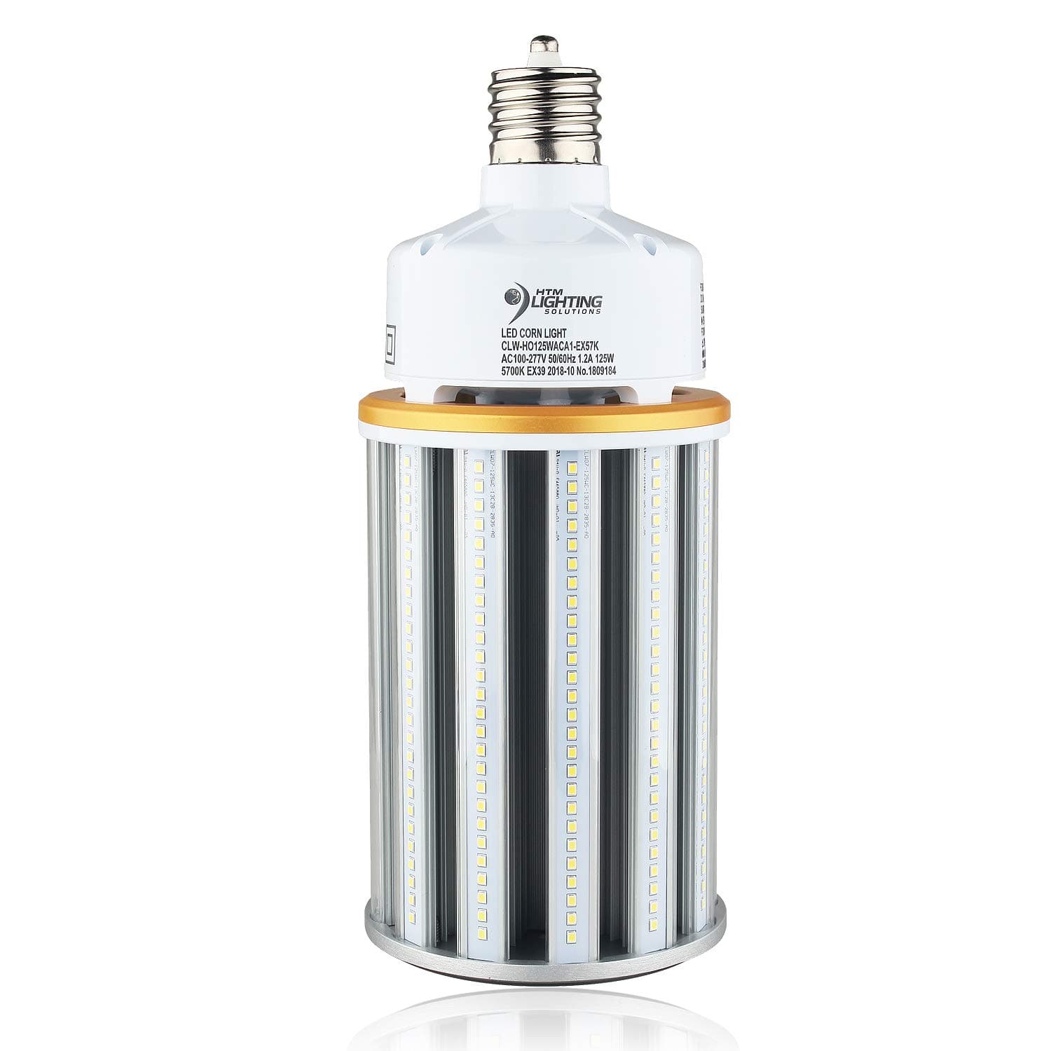 125W LED Corn Light Bulb (500W-800W MH Retrofit) Fan-Less Design - Ex39 Large Mogul Base - 100-277VAC - UL Listed & DLC Qualified - LED Street Lighting, LED High Bay Lights– 16,000lm (5700K Daylight)