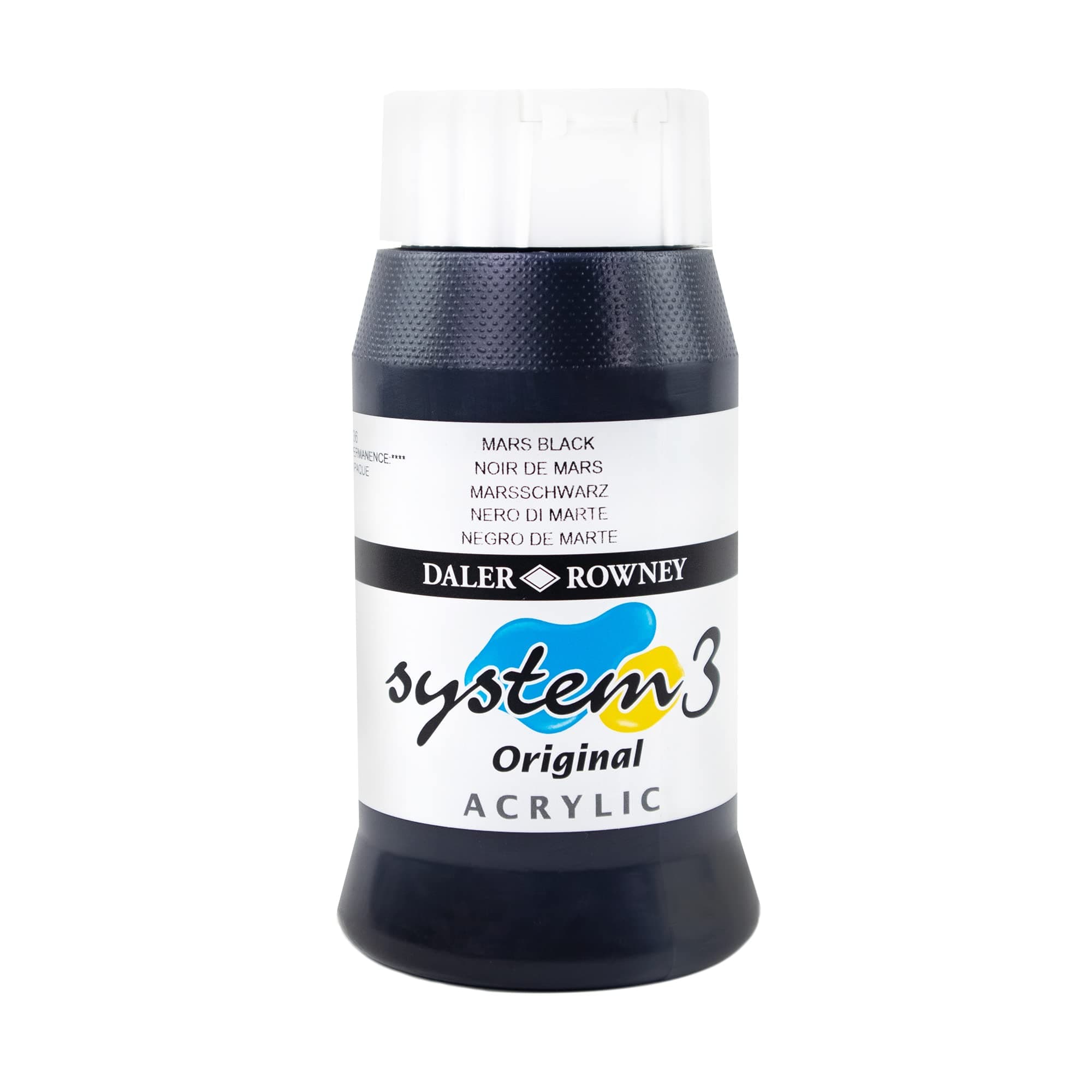 Daler Rowney System3 Acrylic Paint, Plastic Pot, 16.91oz - 500 ml, Mars Black