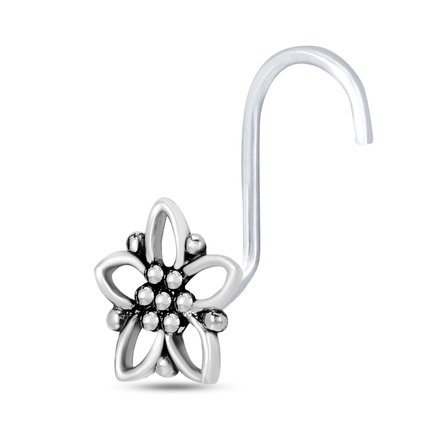 925 Sterling Silver Antique Star oxidised Nose Rings/Nose pin for womens