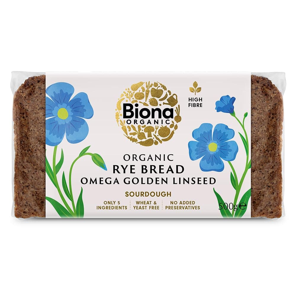 Biona Organic Rye Omega Golden Linseed Bread, 500g