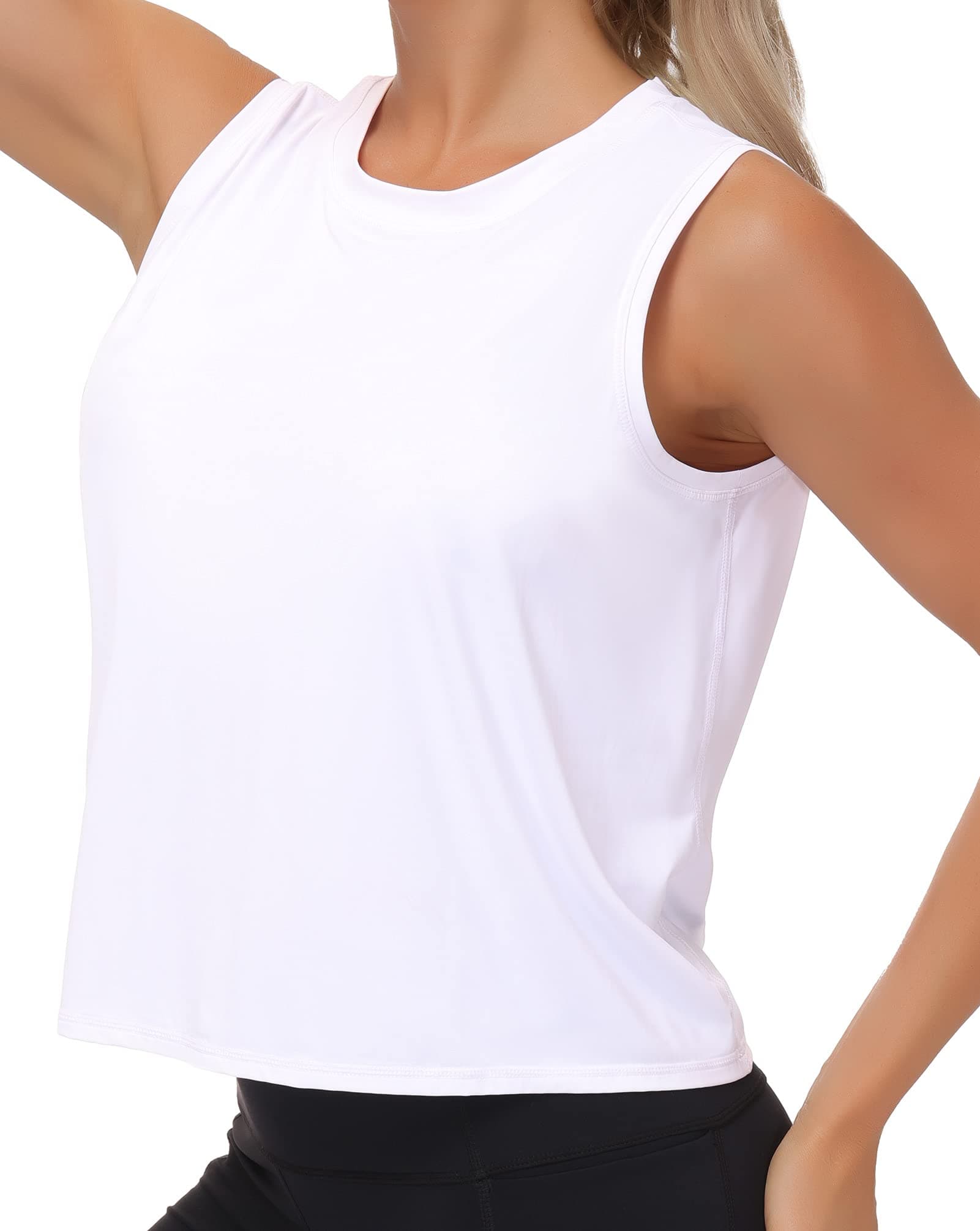 – Women's Workout Tops in Ice Silk Quick Dry Sleeveless Yoga Shirts Athletic Running Tank Tops