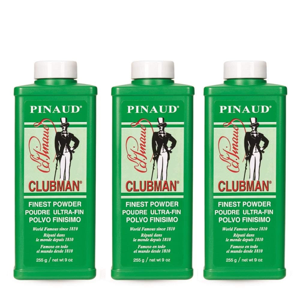 Clubman Pinaud Finest Powder – Classic Body Powder for Men, Moisture Absorbing Aftershave, Barbershop Scent, 9 oz x 3 Packs