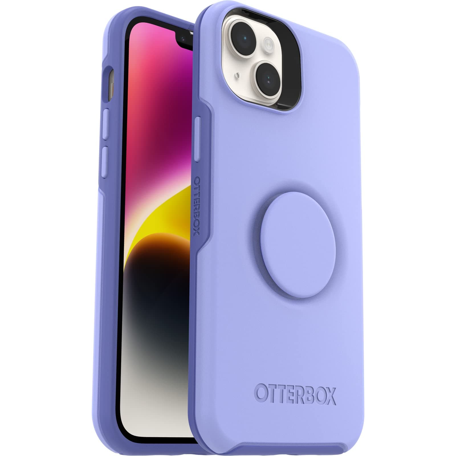 Otter+Pop Case for iPhone 14 Plus, Shockproof, Drop proof, Protective Case with PopSockets PopGrip, 3x Tested to Military Standard, Antimicrobial, Purple