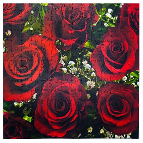 Mosaic Puzzles Wooden Jigsaw Puzzle – Red Rose Bouquet – 202 Unique Pieces Challenge Any Puzzle Lover from Ages 8 to 98– Made in The USA by Zen Art & Design