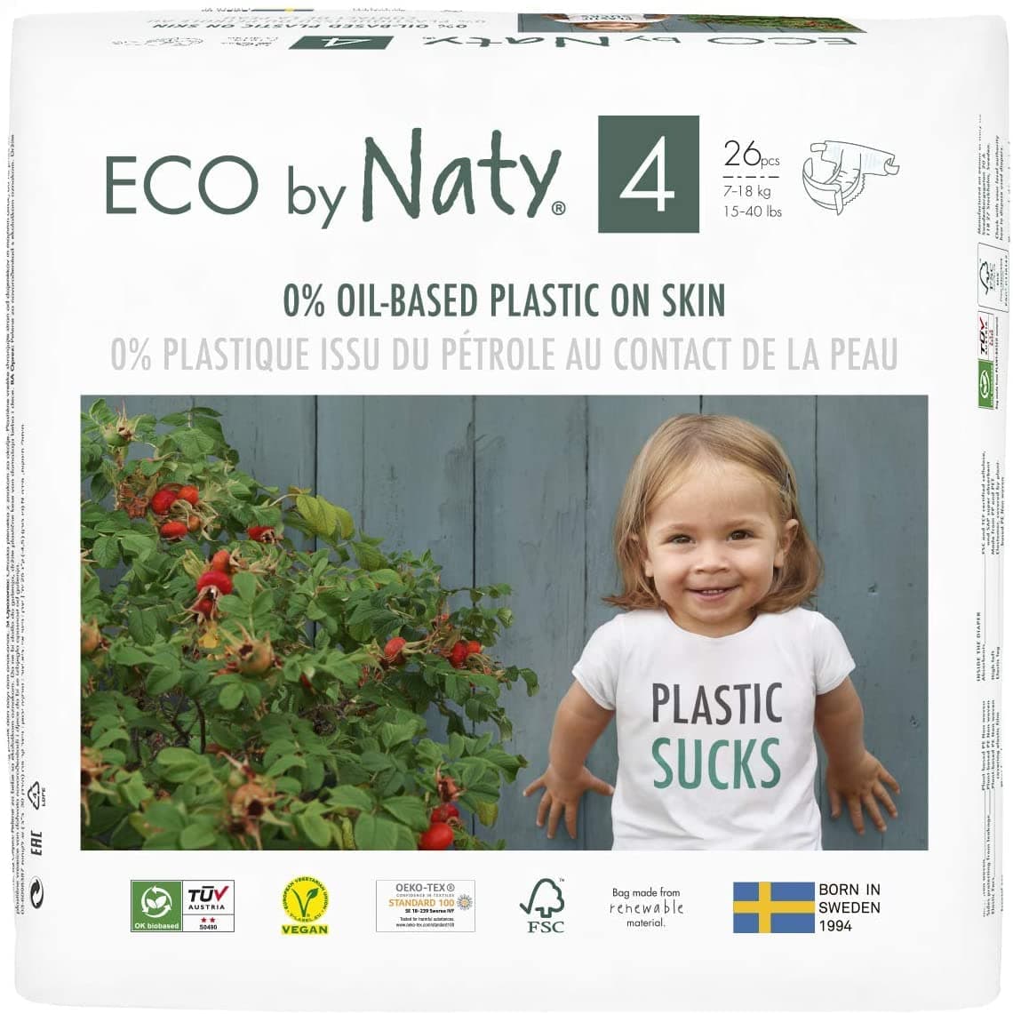 Eco by Naty Baby Diapers, Size 4, 26 Pieces