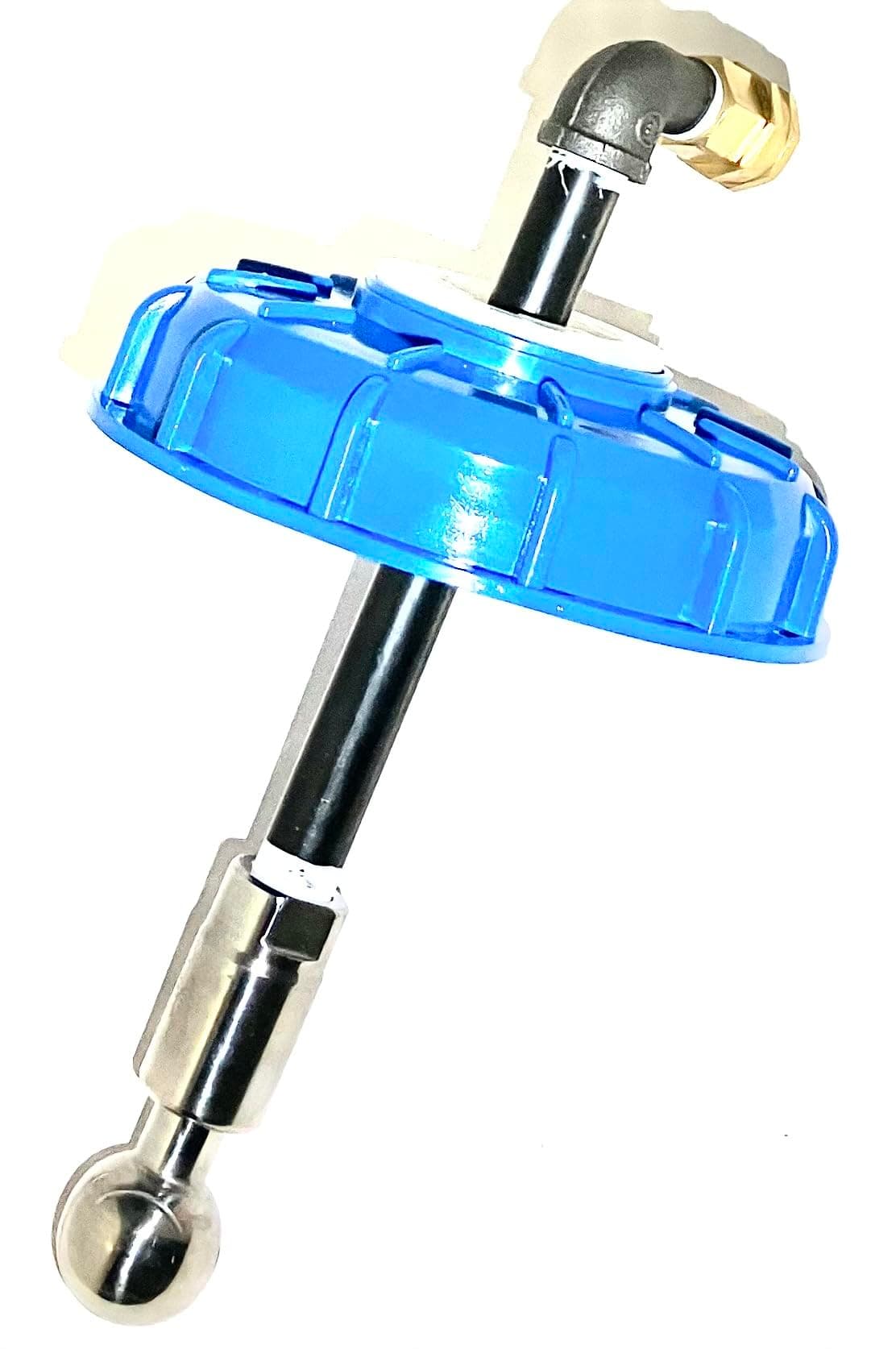 Generic IBC Tote Sprayball - Stainless Steel - Silver - 3/4" Female Hose Fitting - Ball Valve - 2 Ports - FIP Outlet - Plastic Body