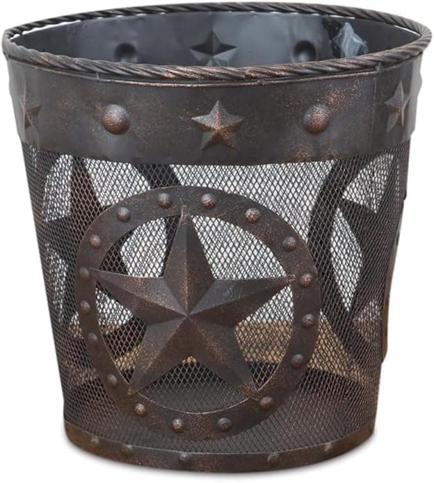 DeLeon Collections Western Star, Rope Trim Metal Wastebasket