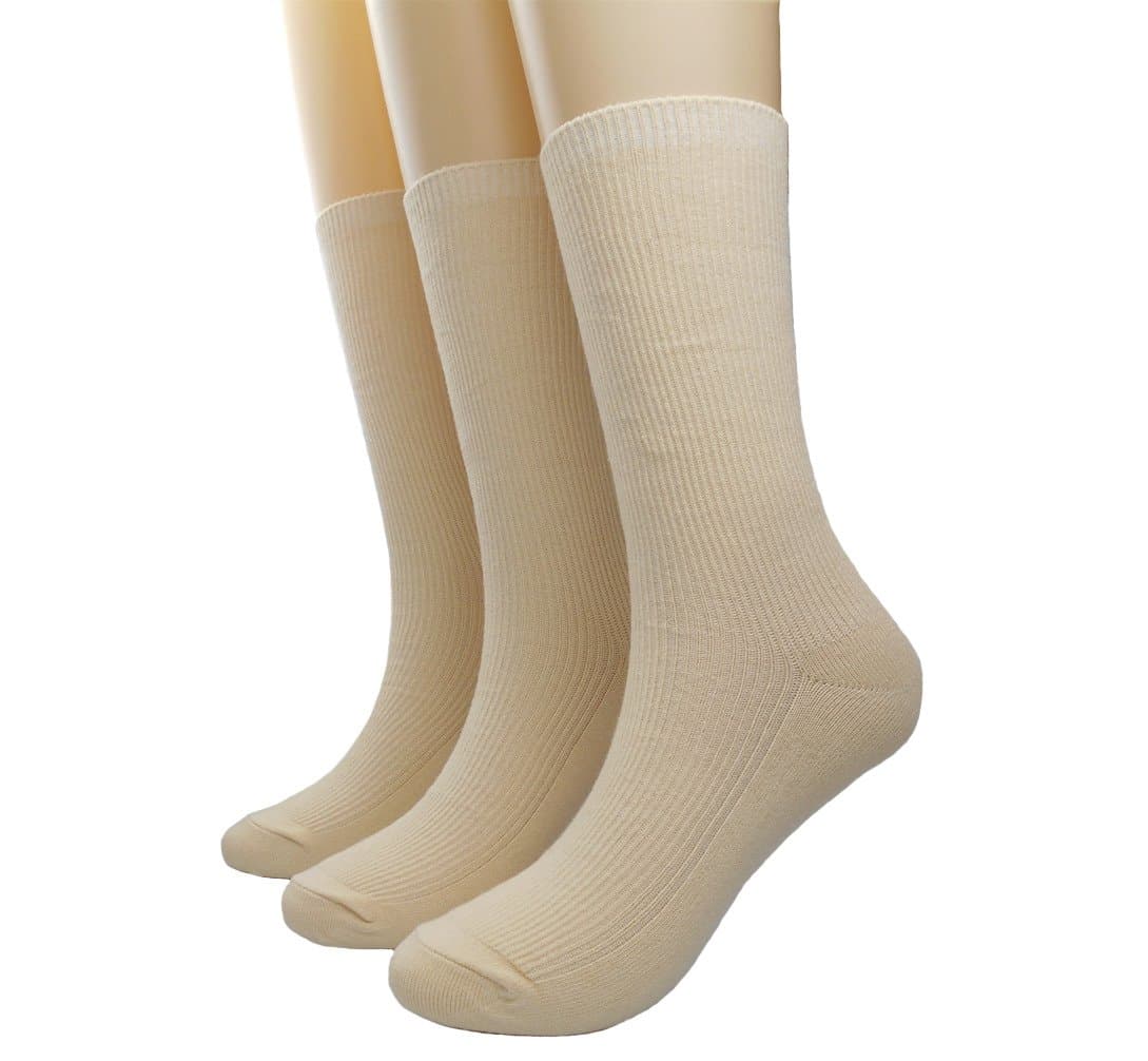 BLACOCO Women's Pure Color Simple Sock Soft Comfort Casual Cotton Crew Socks (Beige)