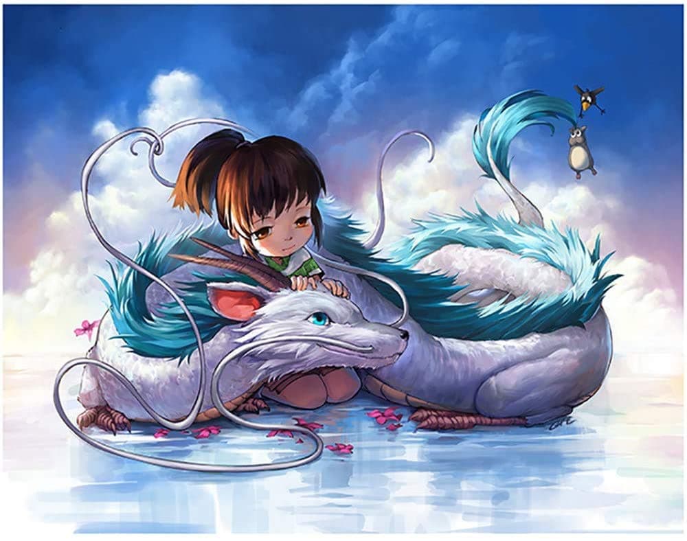 Spirited Away Diamond Painting Kit for Adults, Rhinestone Painting Kits for Adults and Children 5D Full Drill DIY Arts & Crafts Bling Artwork Decor Gift Set with Crystal Rhinestone Gems 12x16 inch