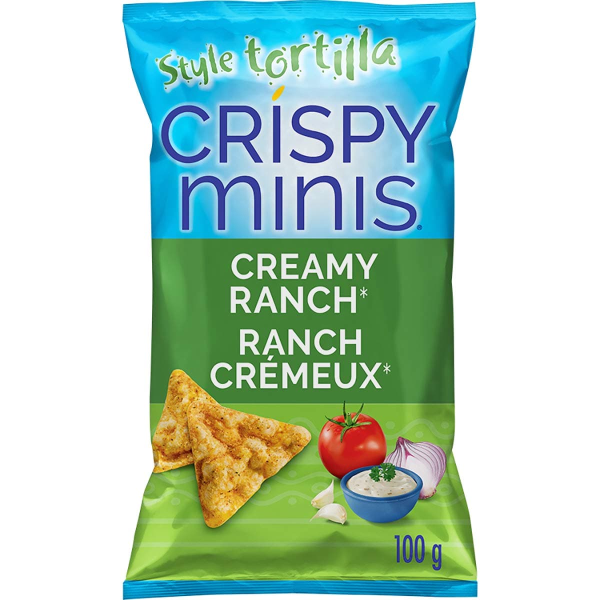 Quaker Crispy Minis Tortilla Style Creamy Ranch Rice Chips 100-Gram 12 Count