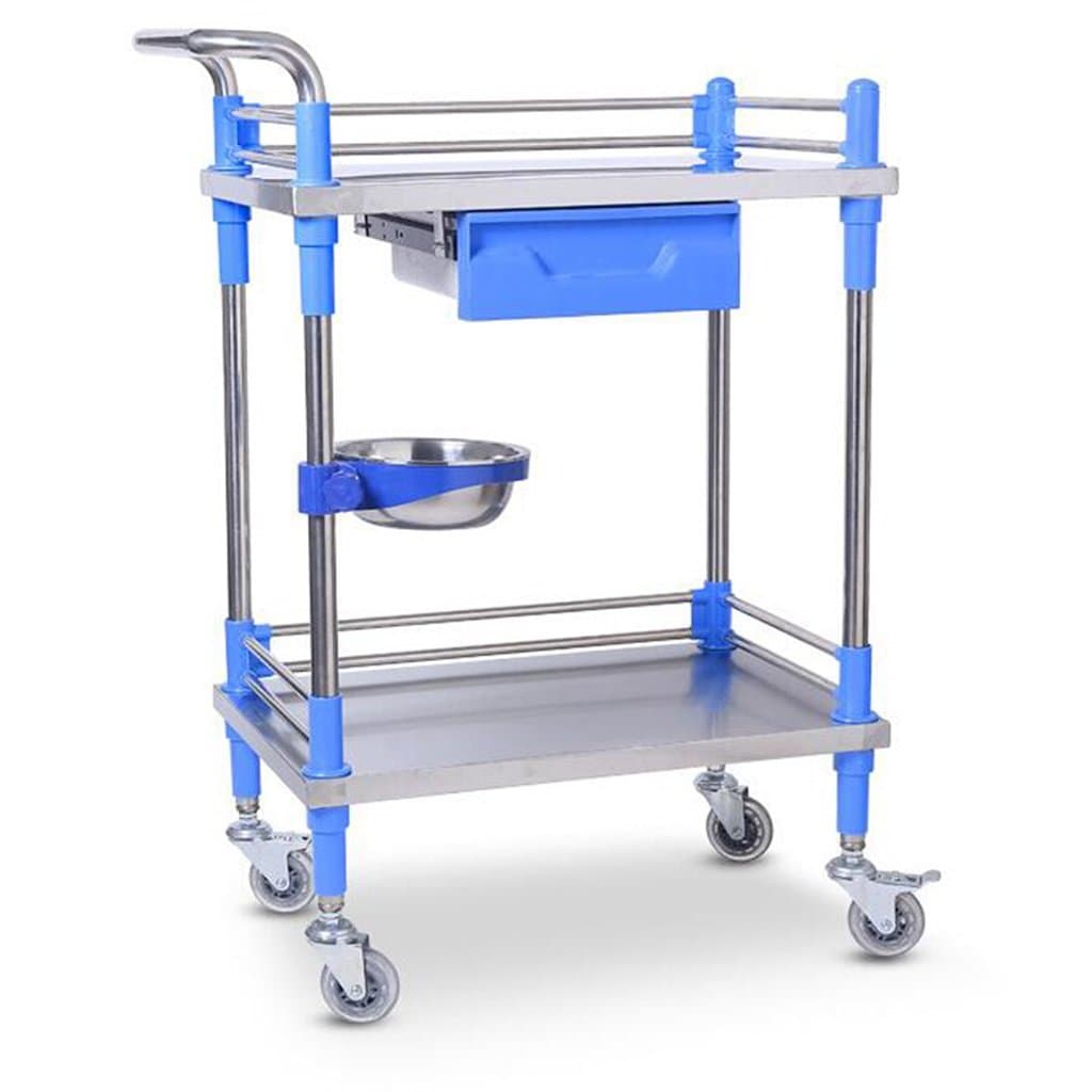 DELLT@ Medical Trolley Thick Stainless Steel Medical Trolley Medical Car Instrument Vehicle Removable Silent Four Wheels Beauty Car Surgery Vehicle Utility Vehicle (Size : S-60 * 40 * 86cm)