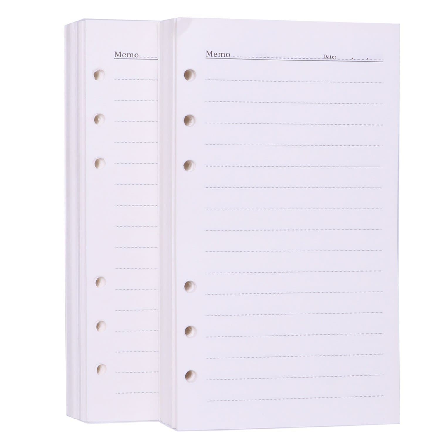 2 Pack Filler Paper, 3.7” x 6.8” Wide Ruled Refills, Loose Leaf for 6-Ring Binder Refillable Writing Journal Travel Notebook Daily Dairy, 80 Sheet Per Pack