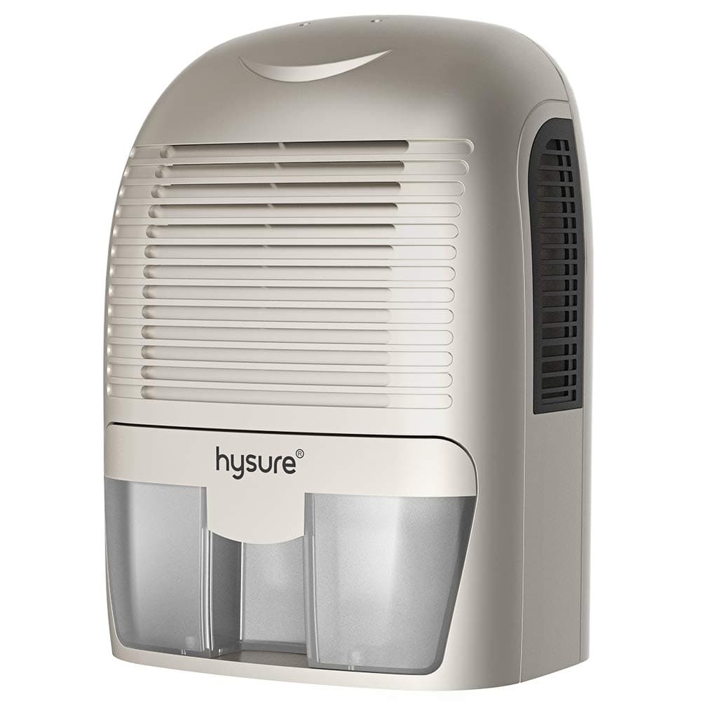 hysure 1500ml Electric Dehumidifier, Removes Humidity 550ml per day, 1500ml Detachable Water Tank, LED Indicator, Automatic, Efficient, Portable, Quiet, No Need Refill (Gold)
