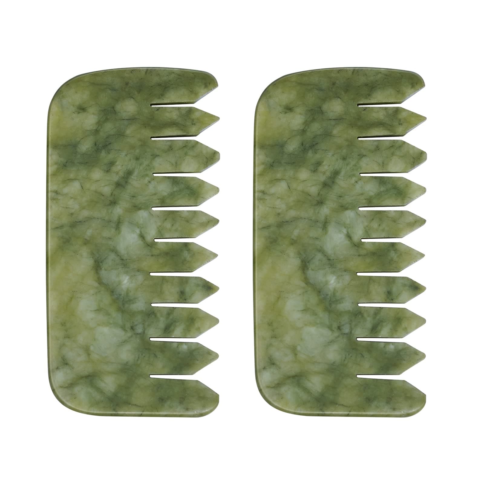 ideayard Jade Comb Body and Scalp Gua Sha Massage Beauty Tool 2 Pcs - Boost Lymphatic Drainage, Promote Healthy Hair Growth