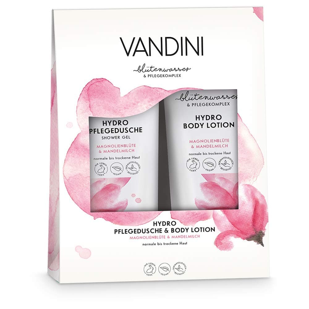 VANDINI Hydro Wellness Gift Set Women – Wellness Set with Body Lotion & Shower Gel – Women's Care Set with Body Lotion & Shower Care for Normal to Dry Skin – Beauty Set Body Care (2 x 200 ml)
