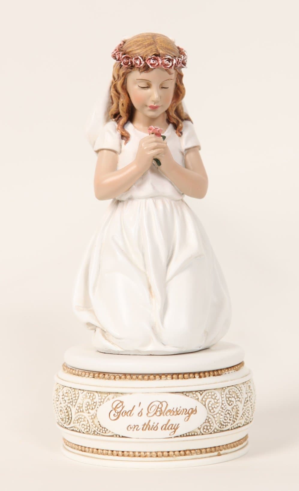 Praying Girl First Holy Communion Trinket Box Figurine