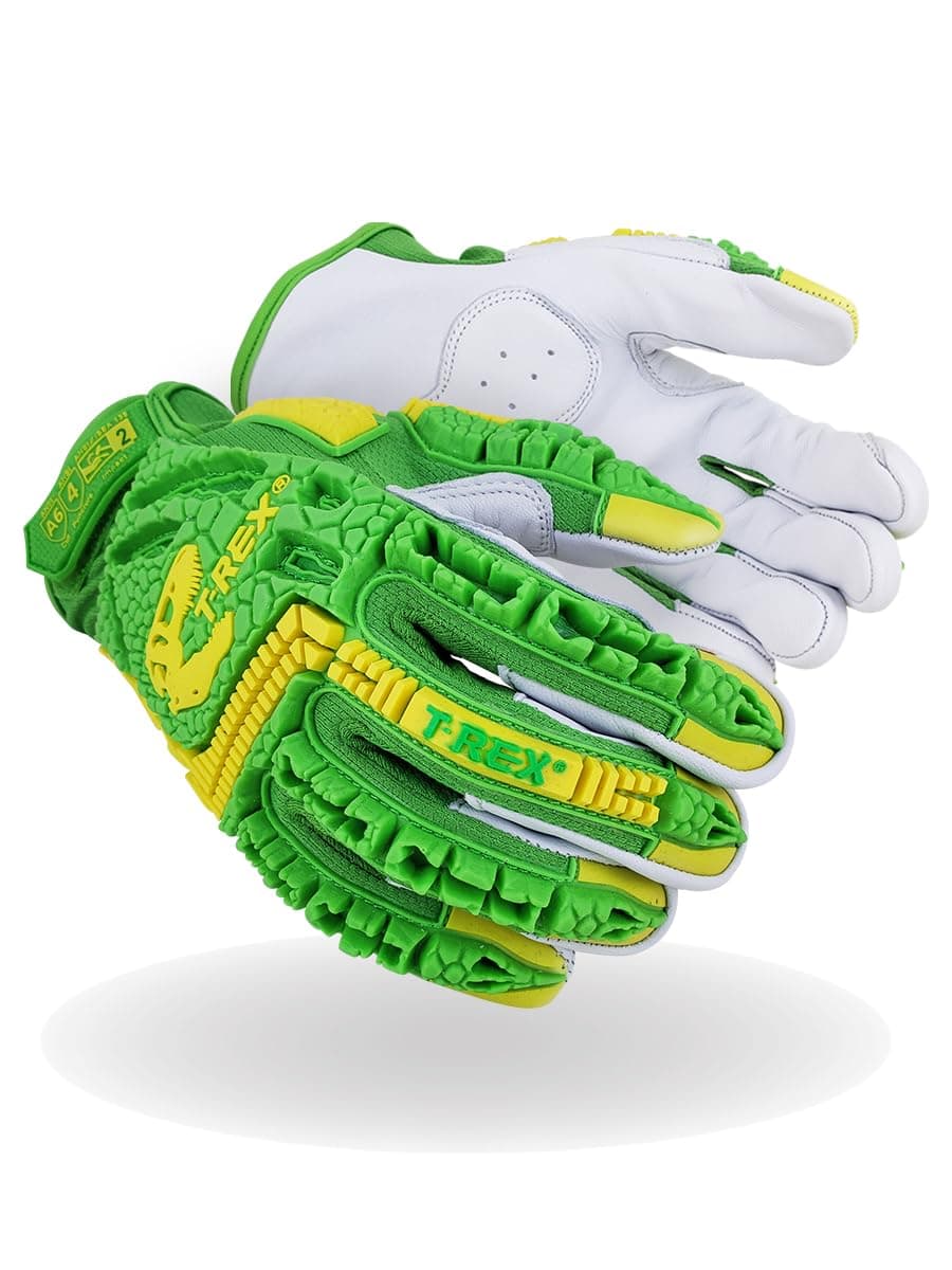 T-REX Windstorm Series ANSI A6 Goatskin Palm Impact Gloves, 1 Pair, 9/Large, TRX743