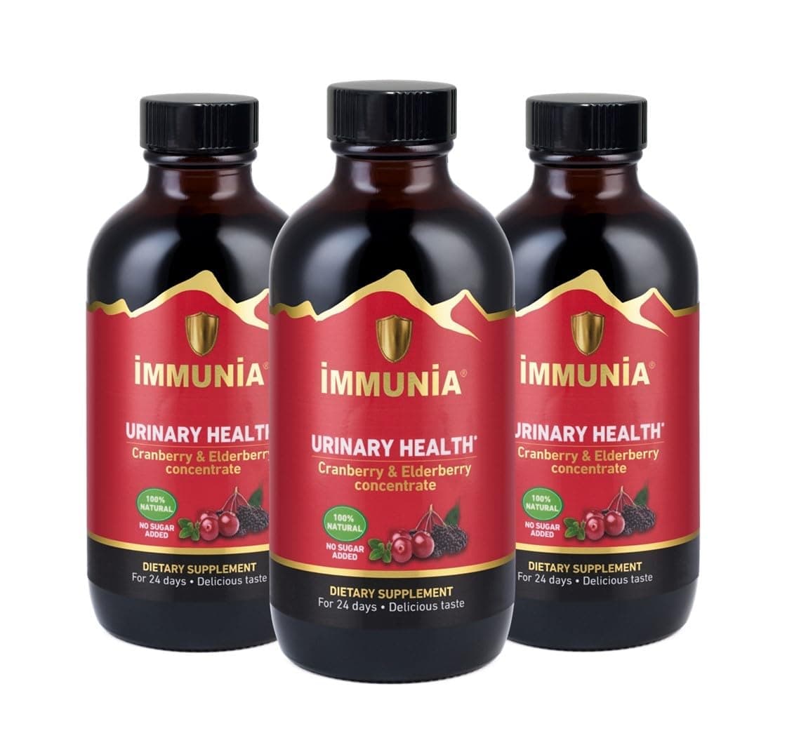 Immunia Urinary Health. Cranberry & Elderberry Concentrate for The Prevention of Urinary Infections. Natural. Delicious. 5 ml/Day. (3-Pack)