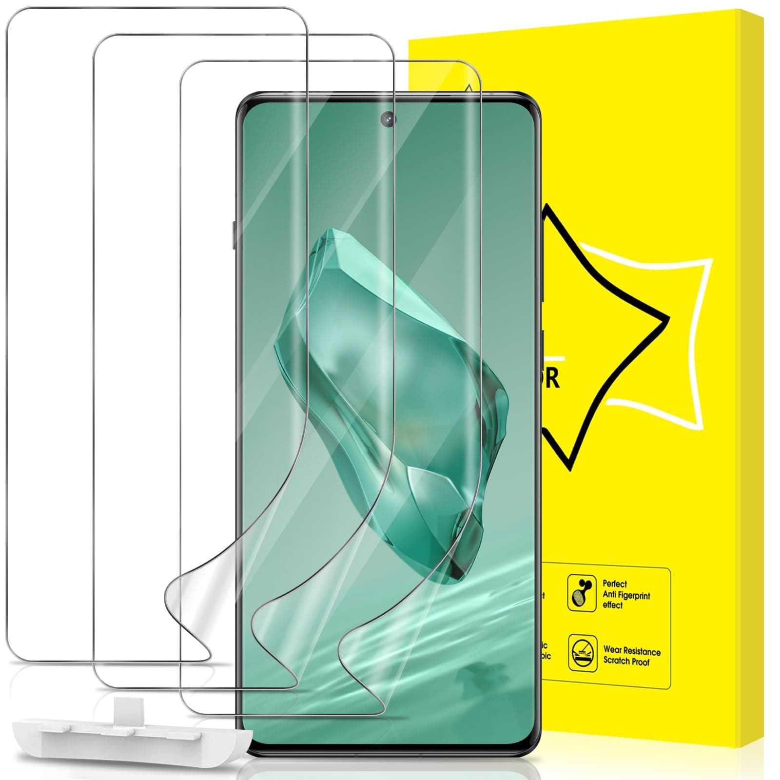 3 PACK Screen Protector for OnePlus 12 Flexible TPU Film [Support Fingerprint Touch] [HD Full Coverage] [Easy Installation] [Scratch Resistant]