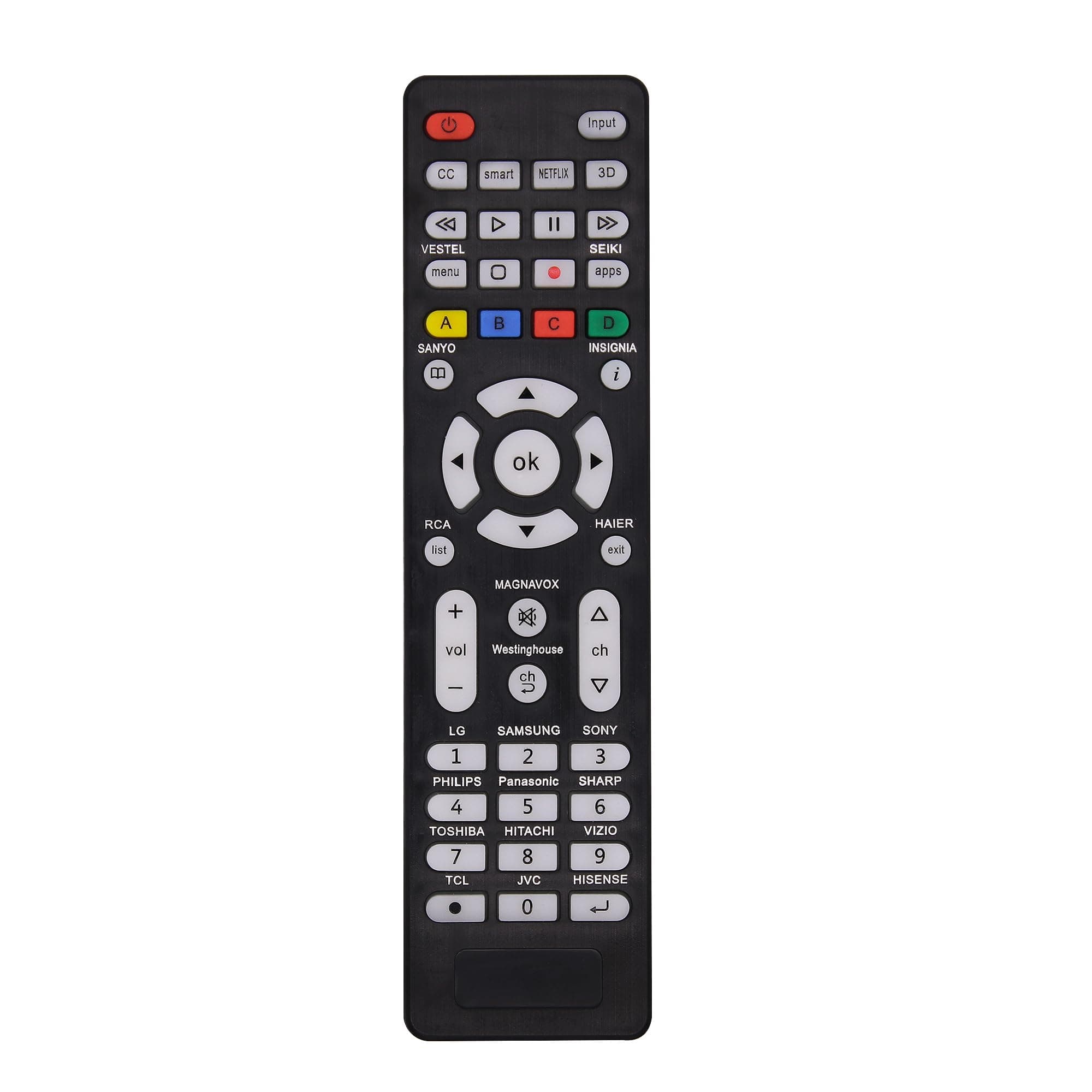Backlit Universal TV Remote Control for Samsung,LG, Sanyo,Sony, Sharp, Vizio, Philips, Toshiba, Hitachi, JVC, TCL, Hisense, Vestel, Seiki, Insignia, Panasonic and Other Brands Smart TV Remote Control