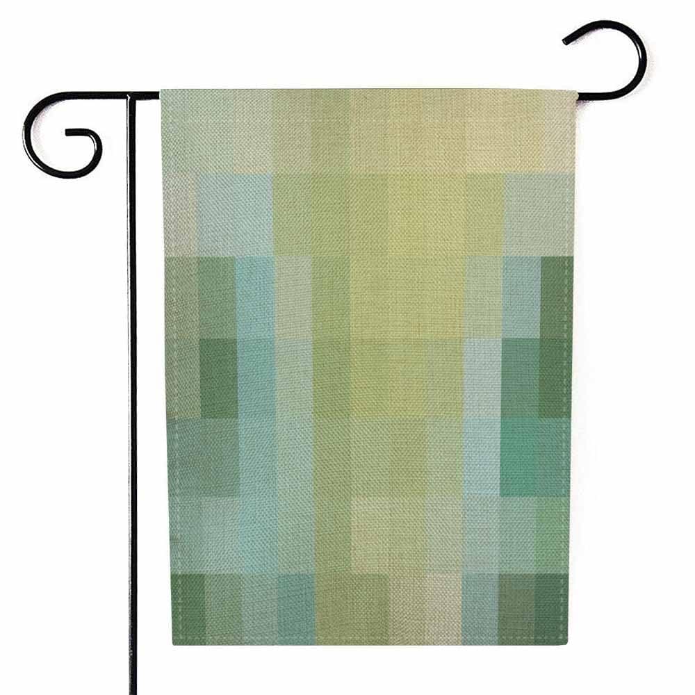 Squares Pattern Background Soft Colors Mosain Background in Light Beige Aqua Green and Yellow Abstra Garden Flag Summer Sunflower 12X18 Vertical Double Sided Outside Small Burlap Yard Flag