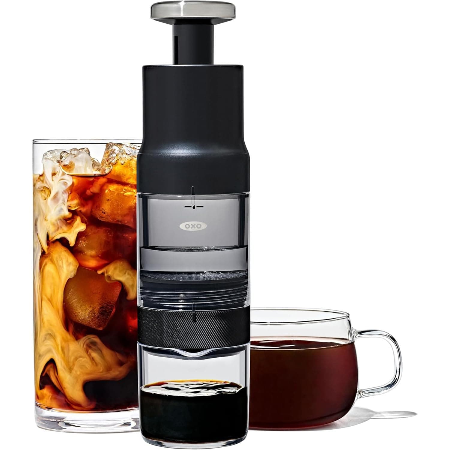 OXO Quick Concentrated Coffee Maker Cold Brew Coffee Bottle Lightweight Portable 5 Minute Brew 4 Cups at a Time
