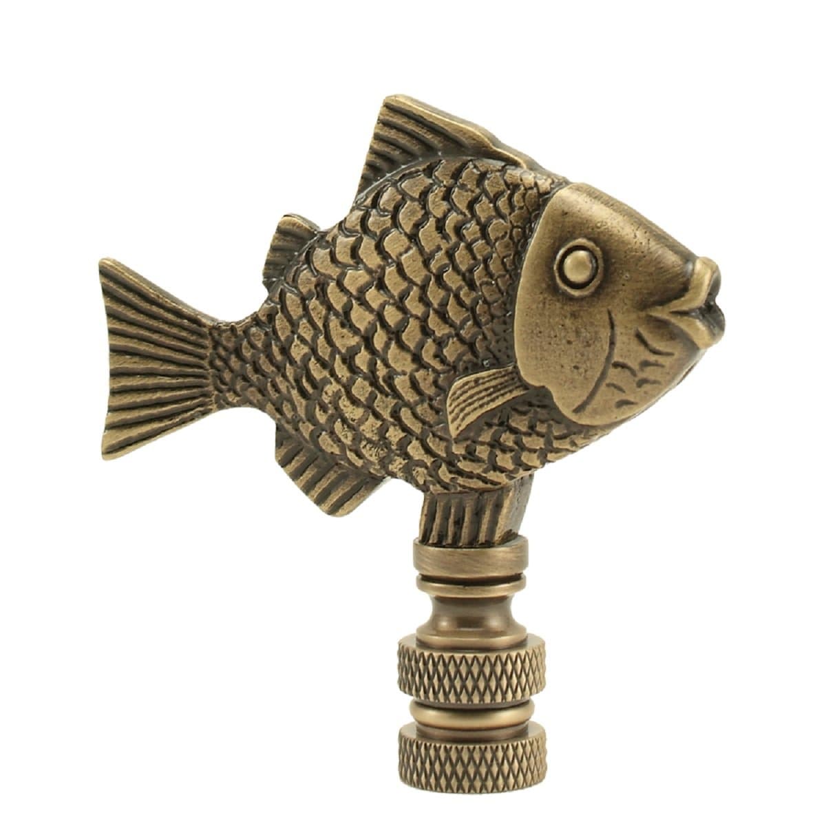 Sea Animal Lamp Finial Your Choice of Big Fish or Crab -2.25 Inches High - Antiqued finish (Big Fish)
