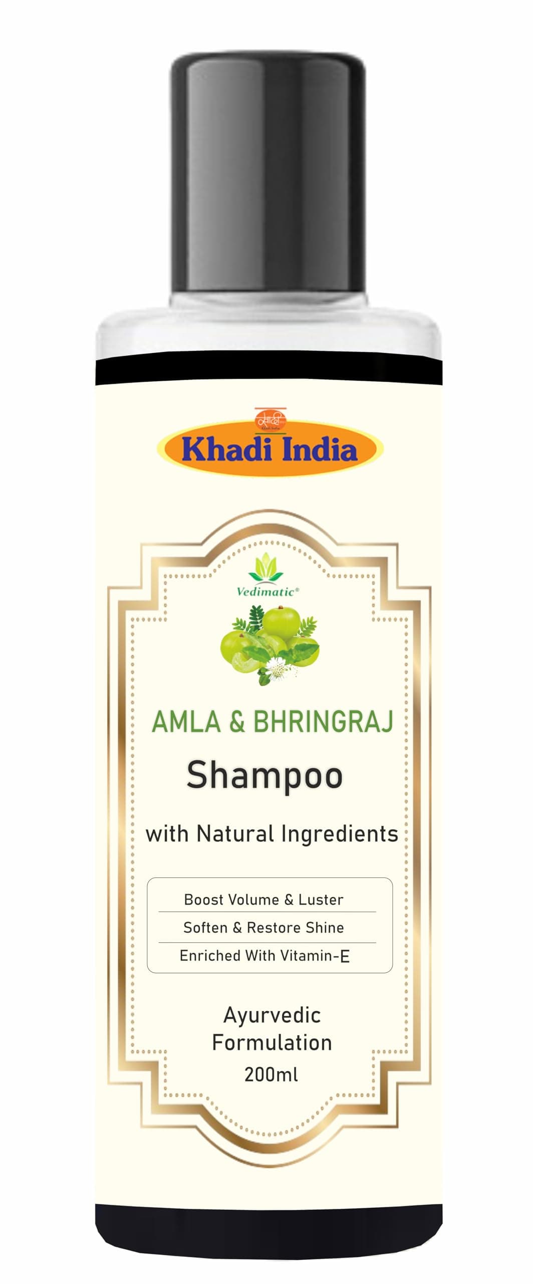 Khadi 100% Pure & Natural Herbal Amla & Bhringraj Shampoo/Cleanser for Controlling Dandruff & Hair fall | Shampoo for Reducing Scalp Irritation