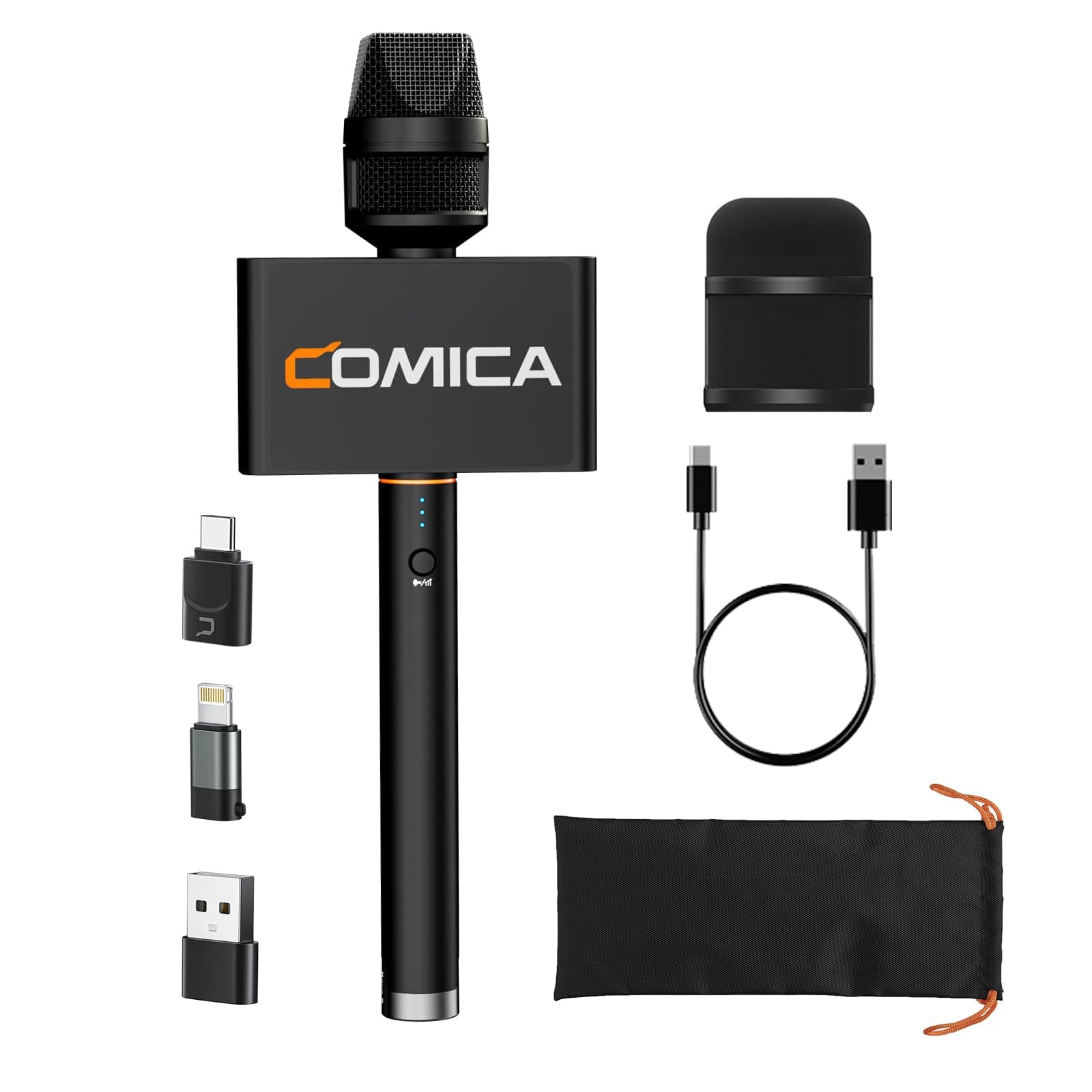 COMICA Revo S Wireless Handheld Microphone, Professional Handheld Interview Mic for iPhone16 15, Android Phones Laptops PC with USB-C Plug, Reporter Mic for Content Creators, Interviews, Reporting