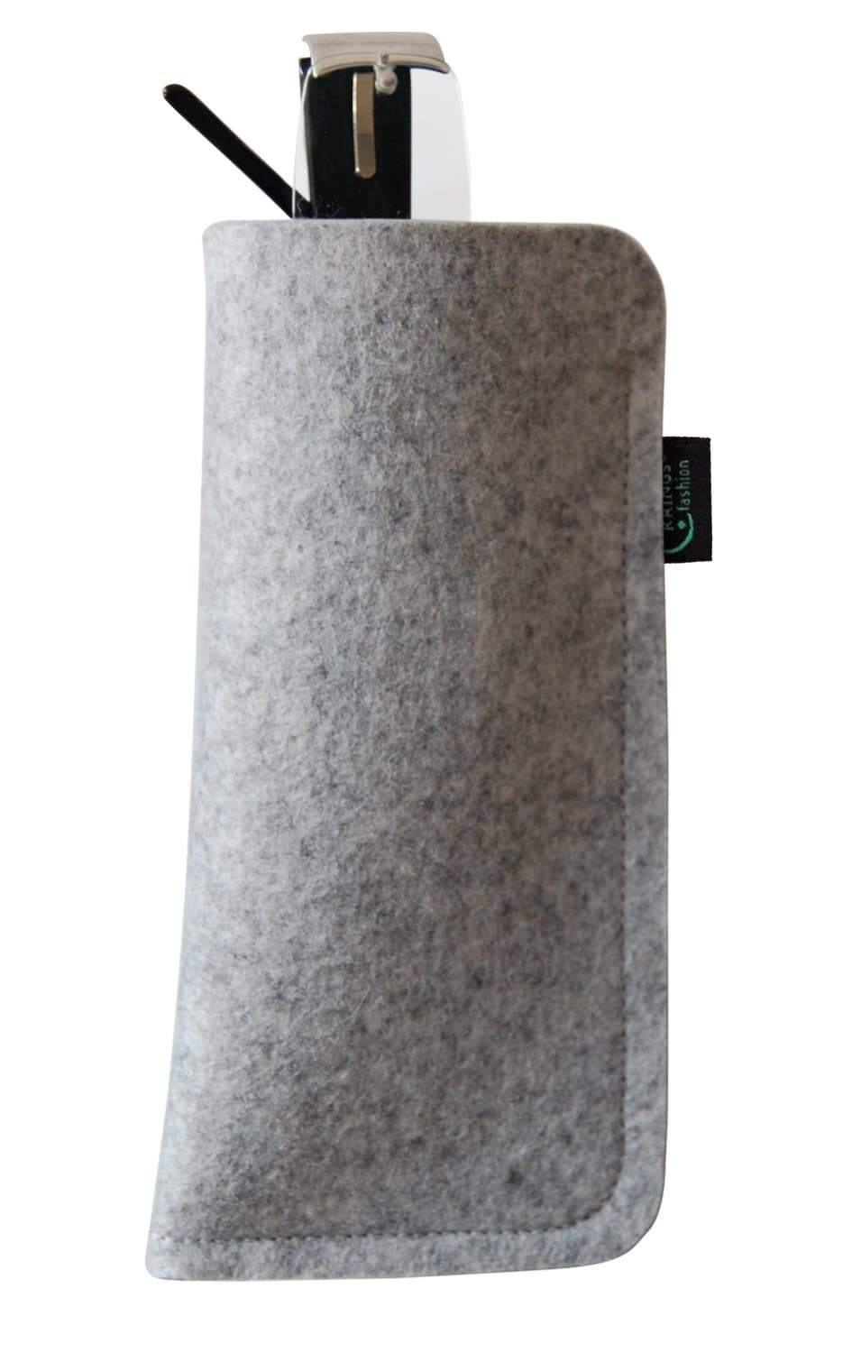 KringsFashion Glasses case made of felt, blank, light grey, high-quality branded felt, felt and made in Germany.
