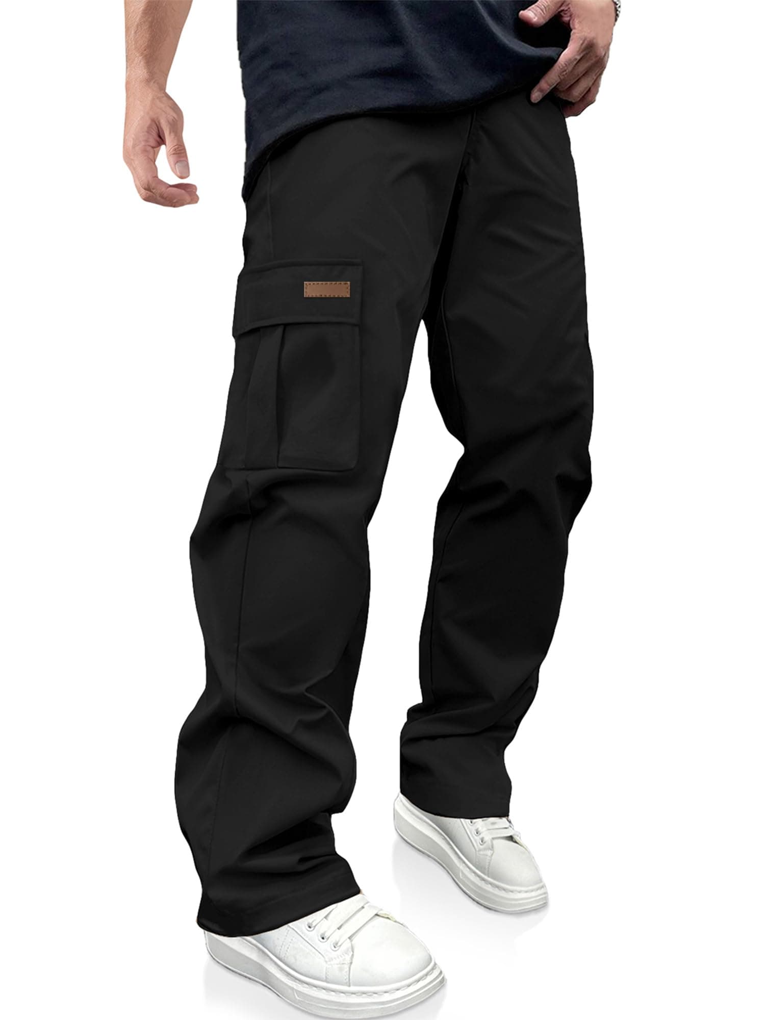 Men's Casual Cargo Pants Drawstring Hiking Workout Tactical Joggers Sweatpants for Men with Pockets