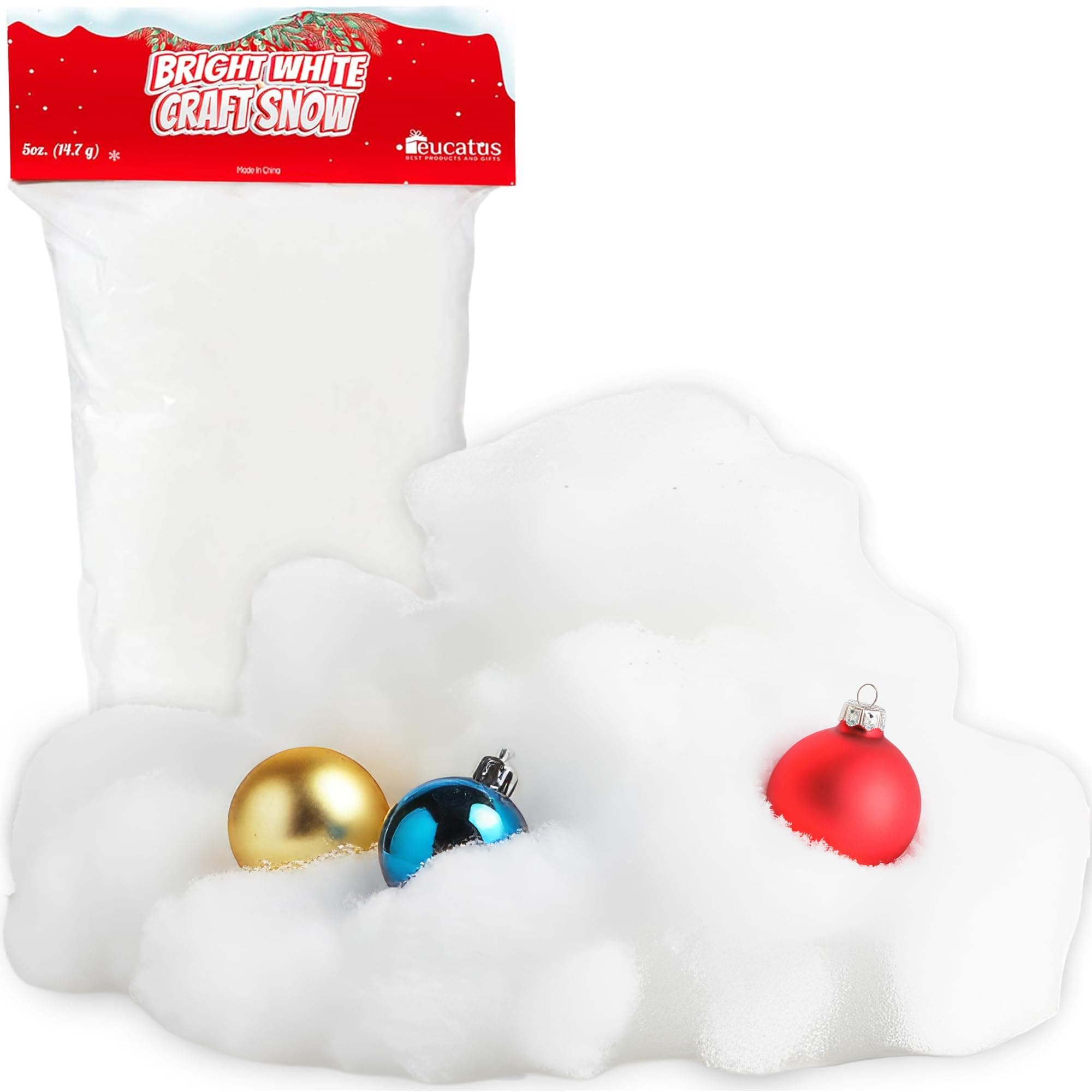 Eucatus 1 Pack Fake Snow Fluff Sheet – 15 sqft Fluffy Cotton-Like Christmas Snow for Mantle, Tabletop, Winter Village, Tree Base & Nativity Display Decoration