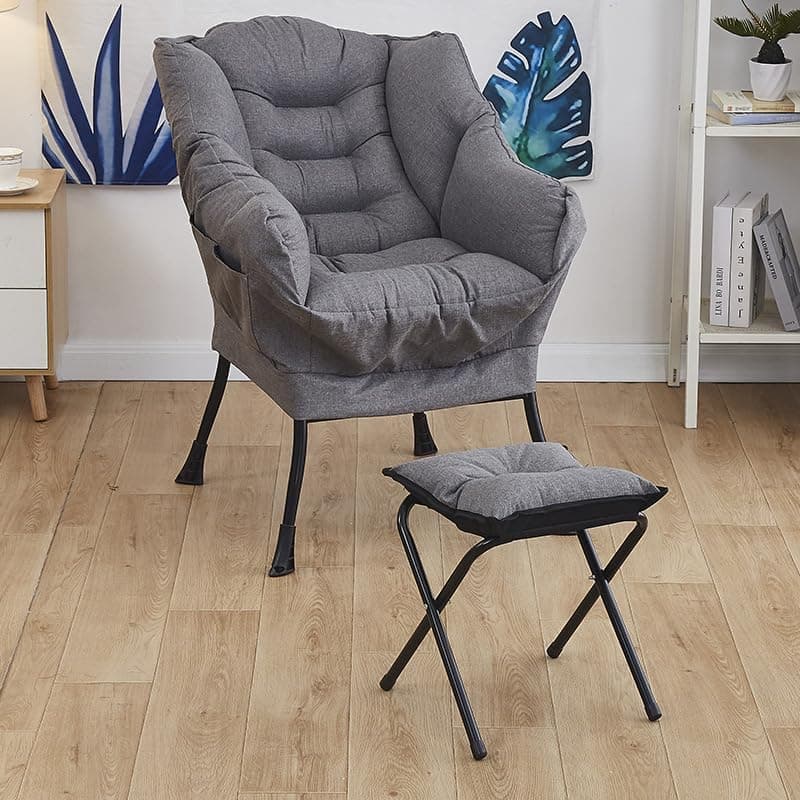 ALMEKAQUZ Lazy Chair with Ottoman, Modern Leisure Chair with Armrests Side Pocket and Footrest, Lounge Accent Sofa Folding Footrest Stool Set for Living Room Bedroom (Lazy Chair with Footrest 001)