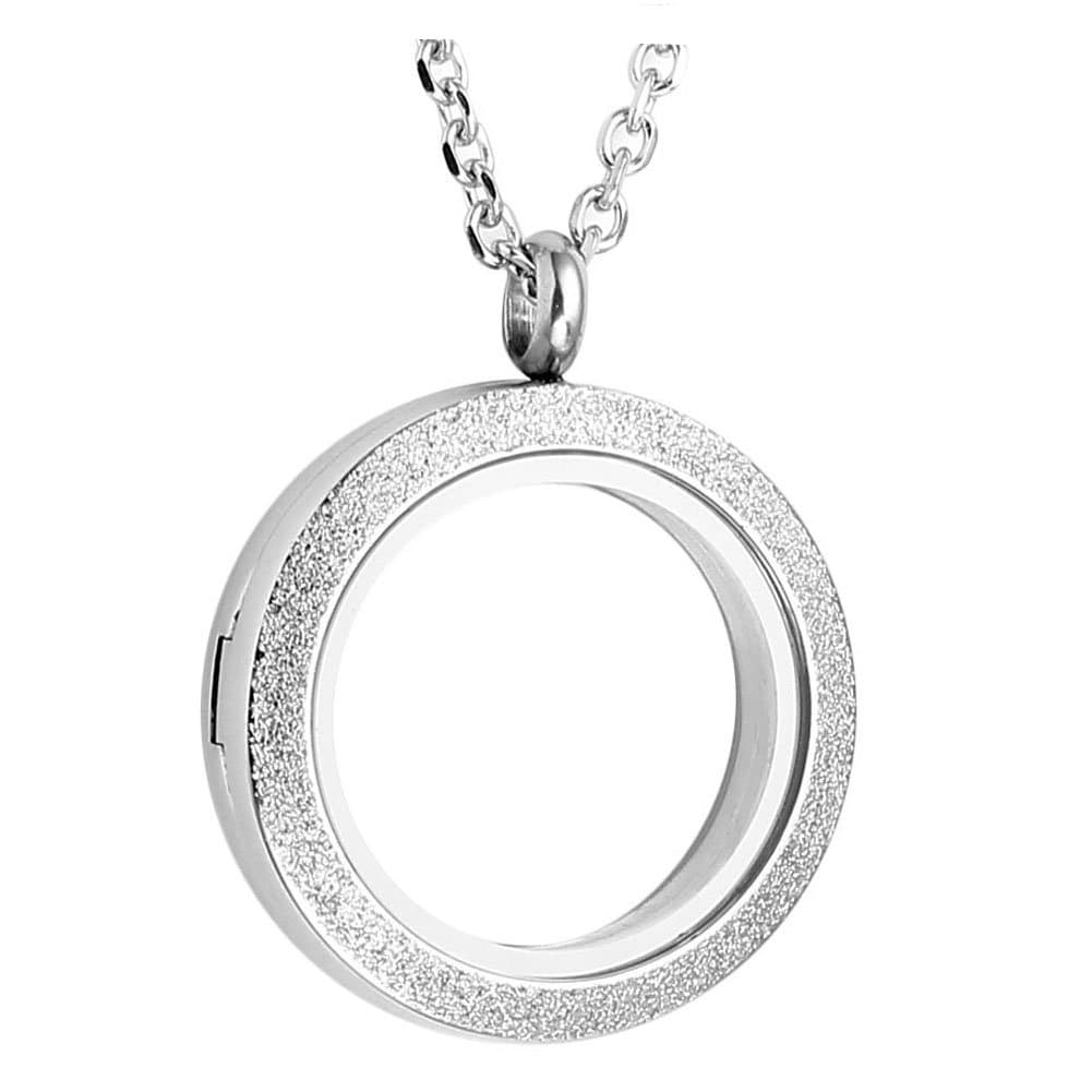 25mm Living Floating Charm Memory Locket Necklace - 316 Surgical Stainless Steel Round Pendant, Secure Magnetic Closure