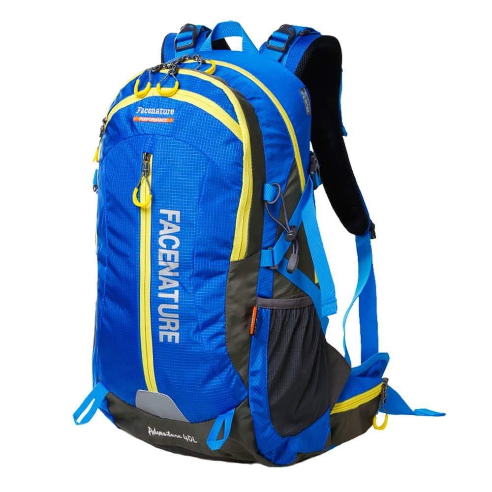 FACENATURE Outdoor Sports Camping Hiking Waterproof Backpack Lightweight Daypack 40L 50L Adventure Travel Back Pack Trekking Rucksack with Rain Cover (Blue, 50L)