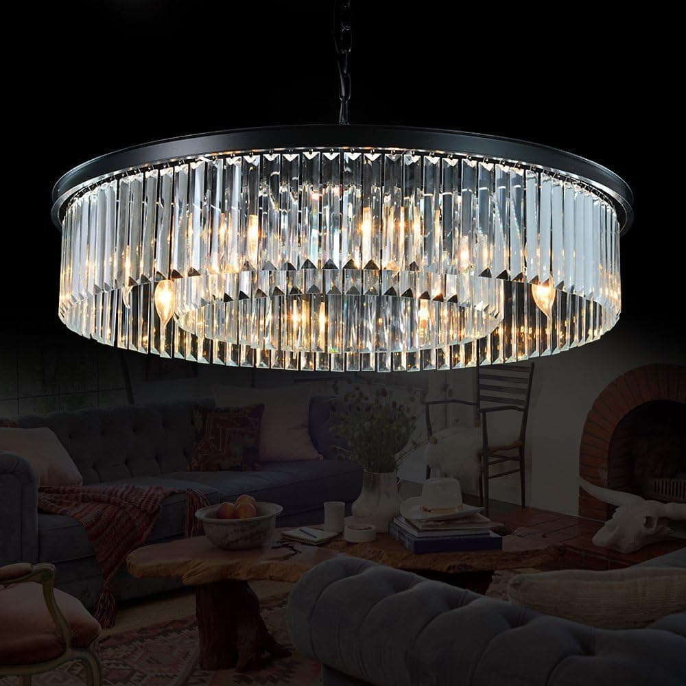 Crystal Chandeliers Modern Contemporary Ceiling Lights Fixtures Pendant Lighting for Dining Room Living Room Chandelier D33.5 (8 Lights)