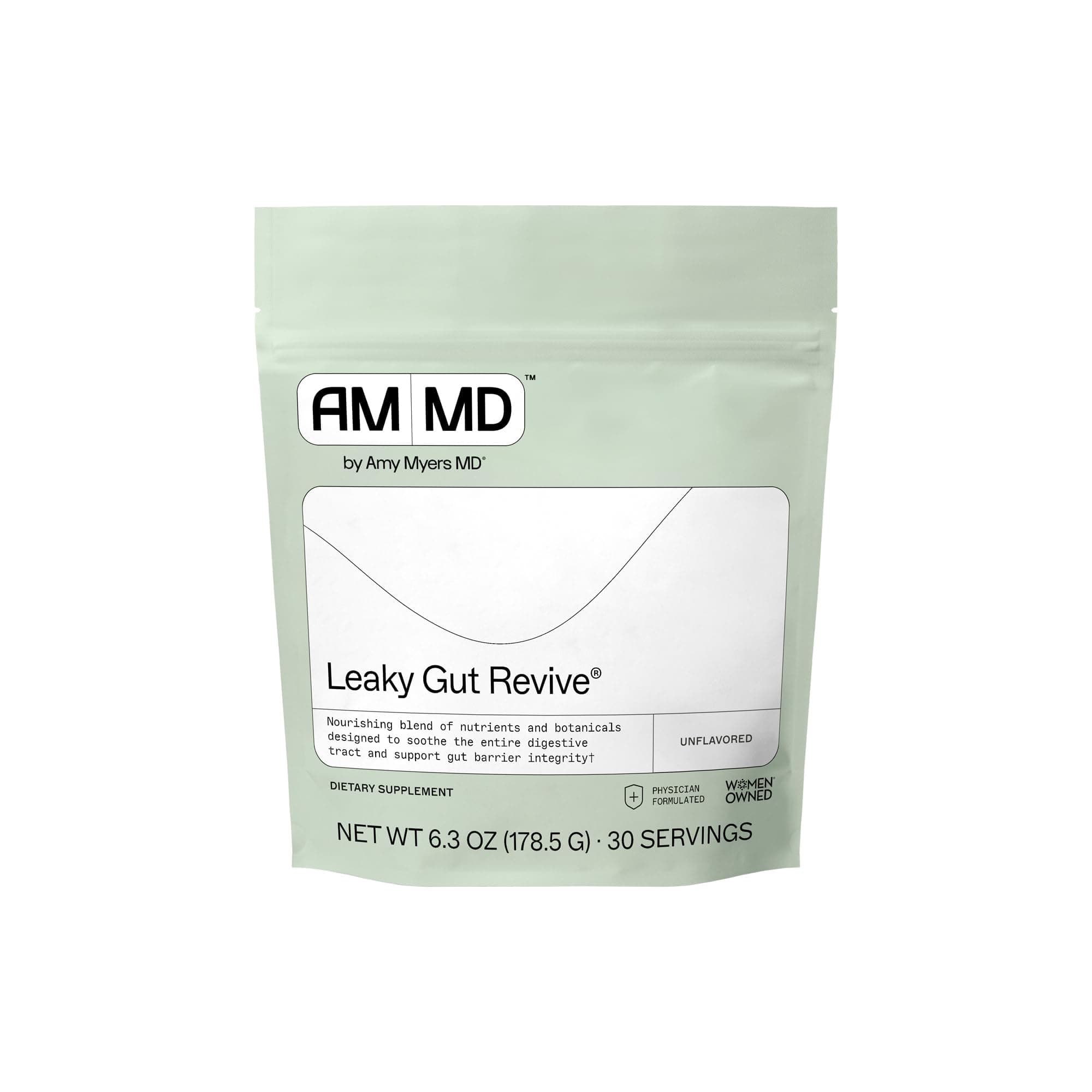 Amy Myers MD Leaky Gut Revive - Gluten-Free & Non-Dairy - Botanical Blend for Healthy Gut Support - GI Health Support with Prebiotic Fiber, Slippery Elm Bark & Marshmallow Root - 6.3 oz (30 Servings)