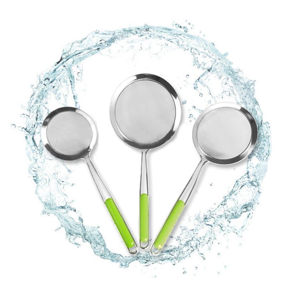 Yannic Fine Mesh Strainer Set of 3 Green Handle