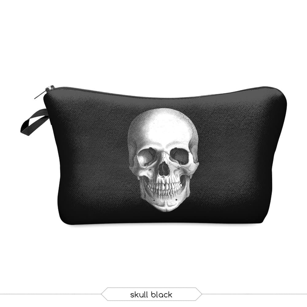 naddy Fashion Makeup Bag/Pouch- Skull on Black