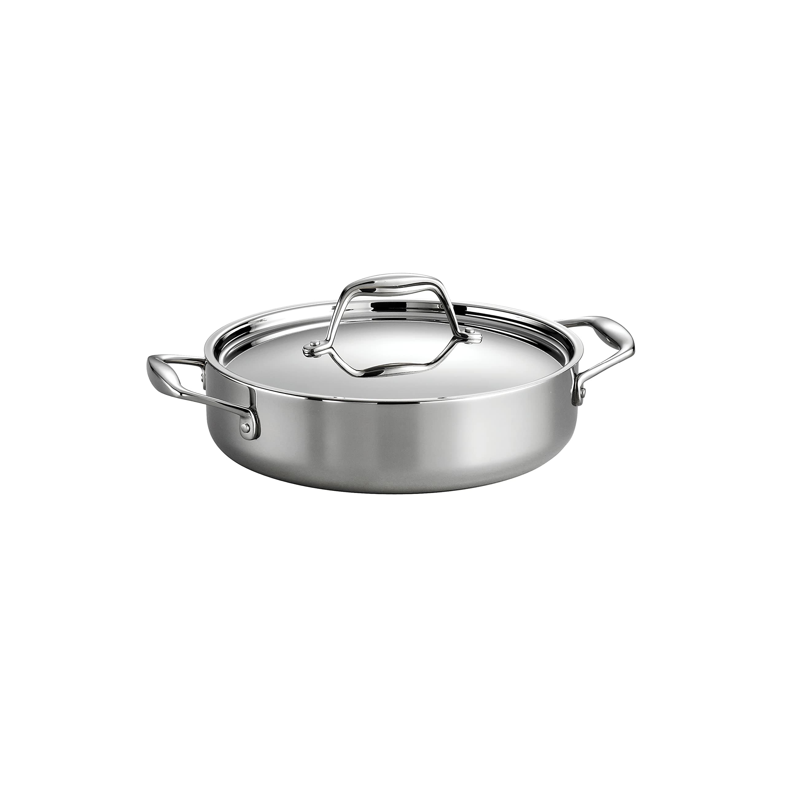 Tramontina Signature Tri-Ply Clad Stainless Steel 3-Quart Braiser Pan with Lid, Induction-Ready, Dishwasher-Safe, NSF-Certified, Made in Brazil